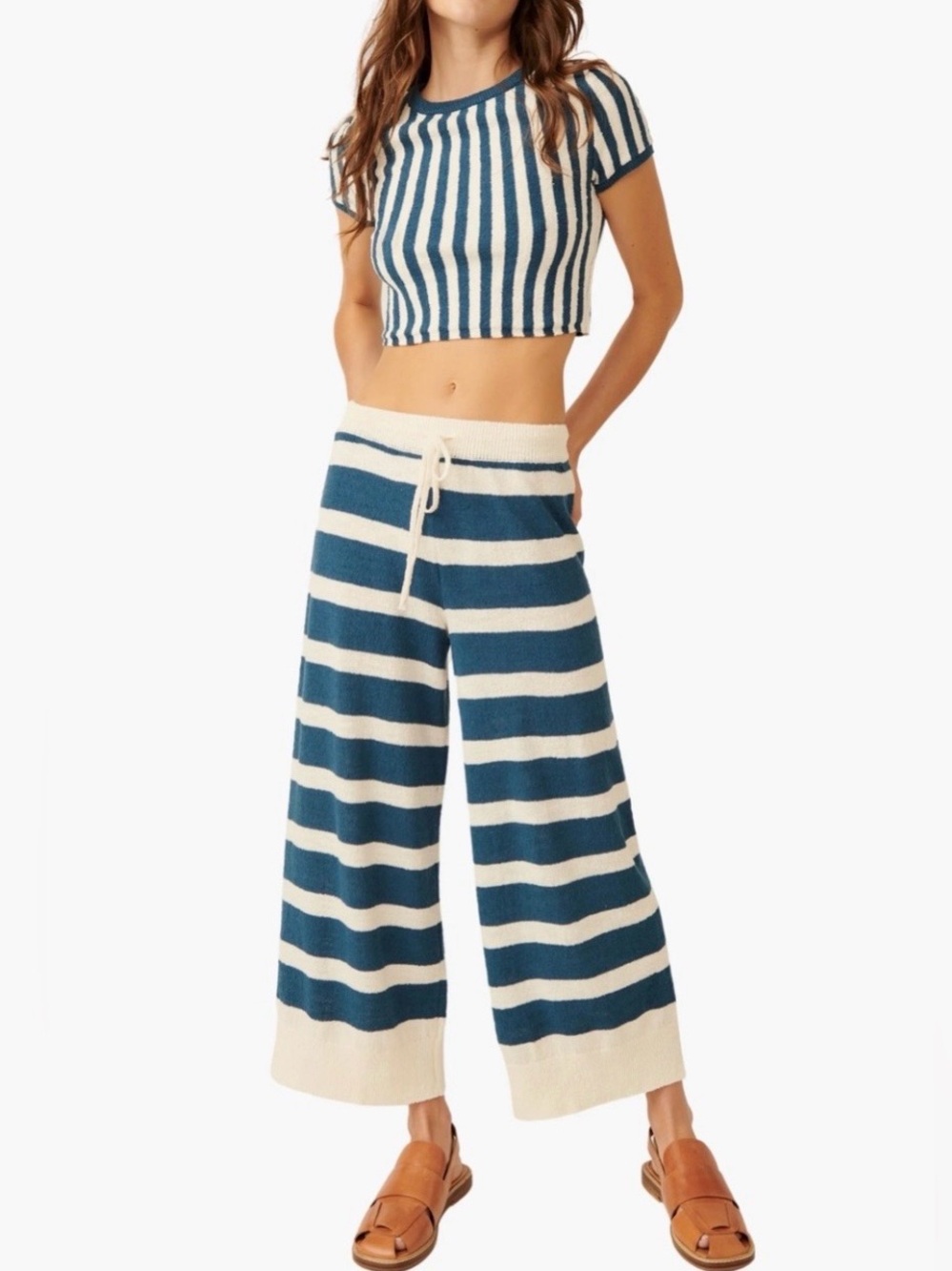 Striped Blue and White Knit Set